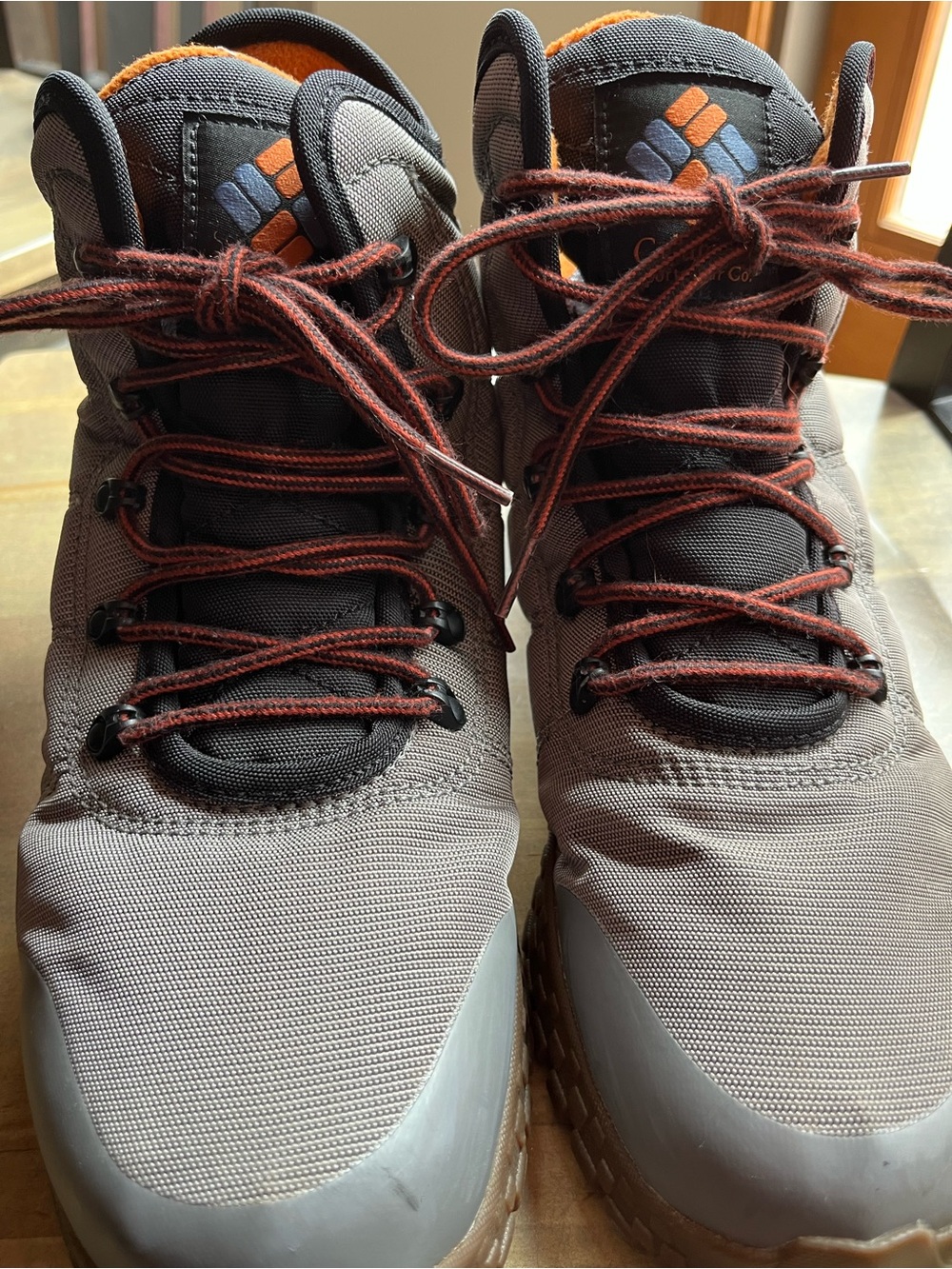 Columbia Men's Gray Hiking Boots with Orange and Rust Accents